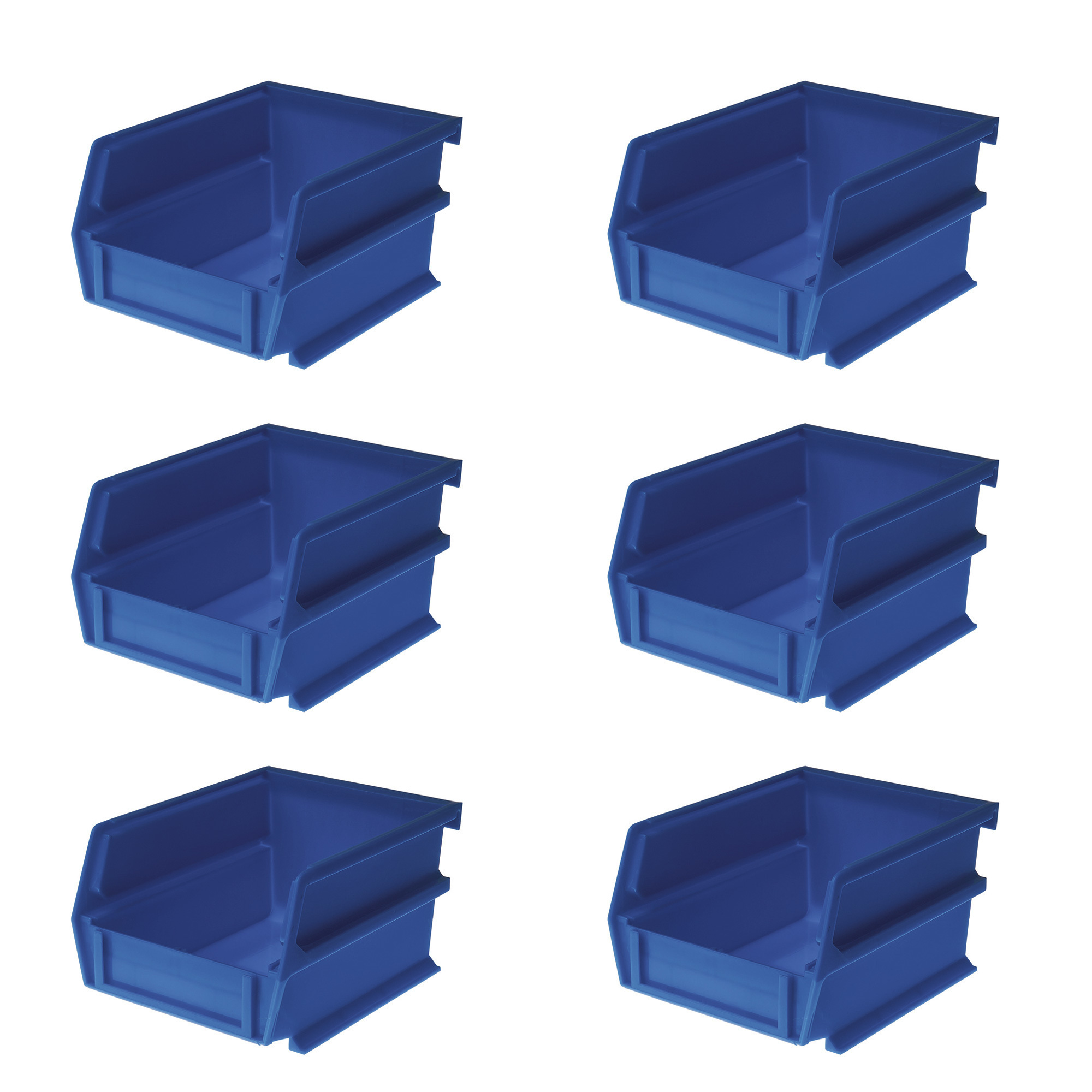 Triton Products LocBin Hanging and Interlocking Bins, 6-Pk., Blue, 5.37in.L x 4.12in.W x 3in.H, Model# 3-210B-6